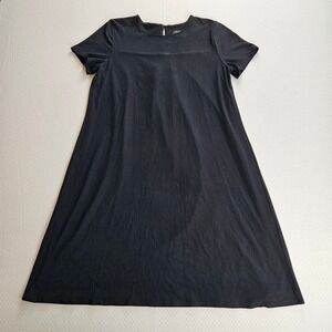 J. Jill Wearever Black Short Sleeve A-Line Dress Pleated Back Small Minimalism